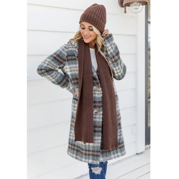 NEW Pink Lily Brown Scarf and Beanie Set - Picture 1 of 5